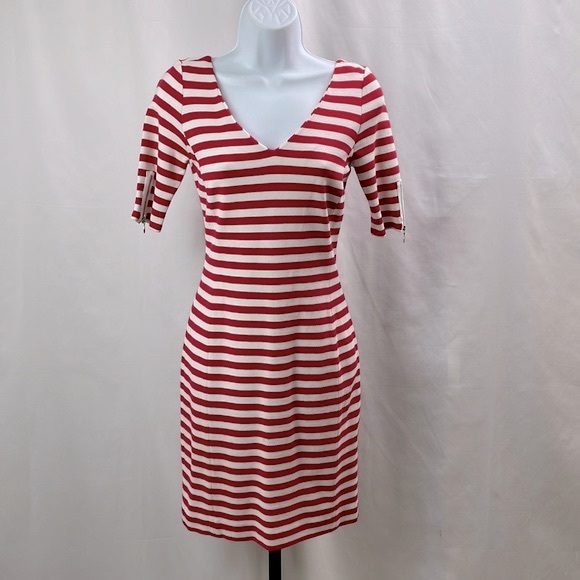 Banana Republic Red and White Striped Shift Dress, Size 0 - Picture 1 of 10